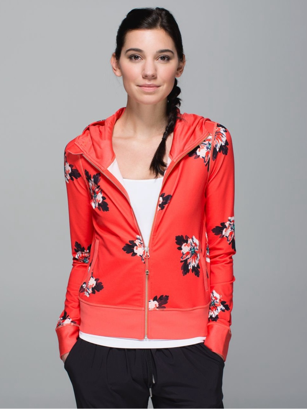 Lululemon Namaskar Hoodie Sweater Atomic Flower Parfait Orange Size 6 Full Zip